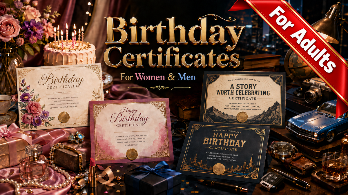Birthday Certificates for Men and Women