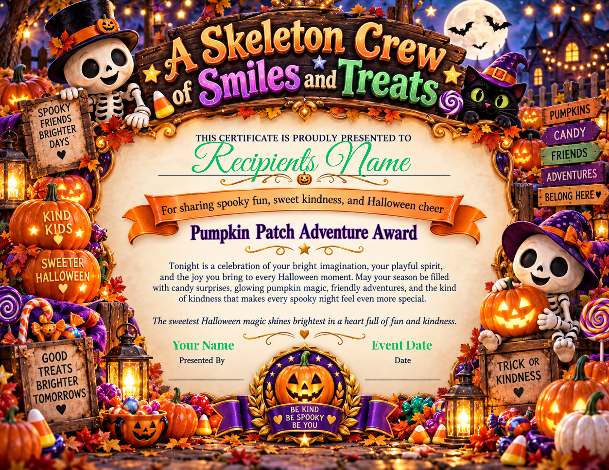 A Skeleton Crew of Smiles and Treats Certificate