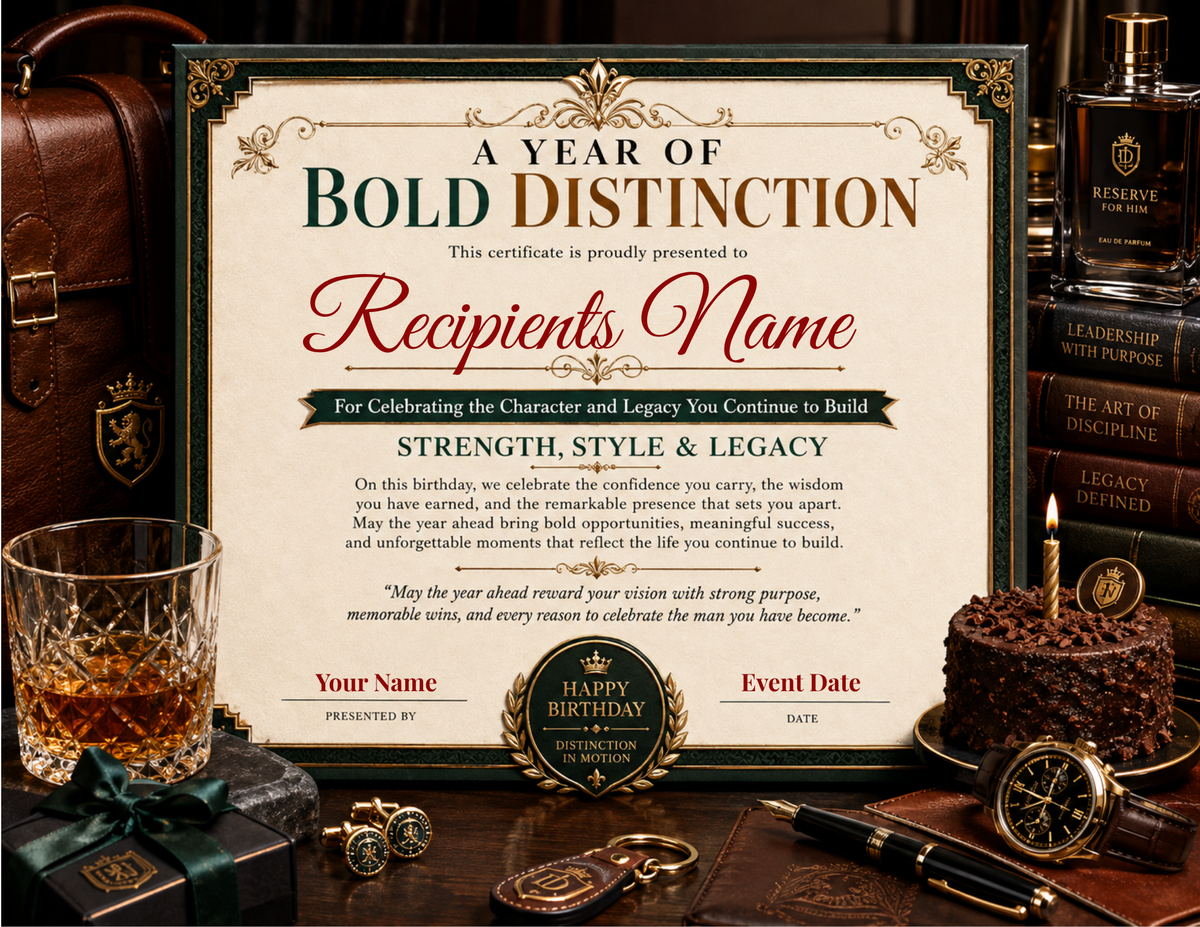 A Year of Bold Distinction Birthday Certificate