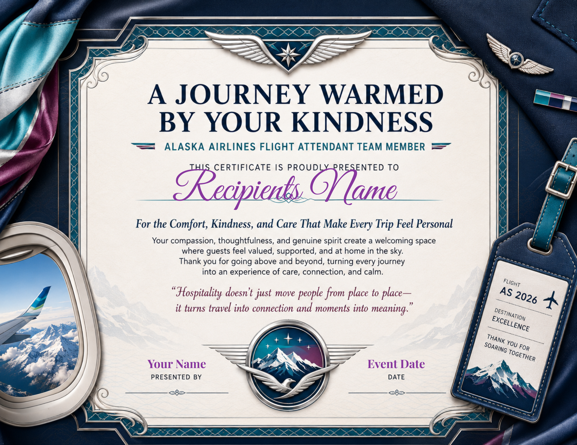 Flight Attendant Team Member Appreciation Certificates