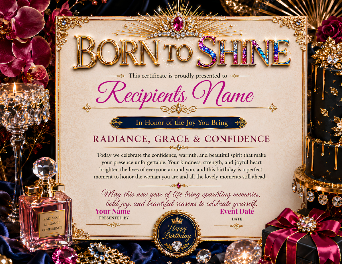 Born To Shine Birthday Certificate