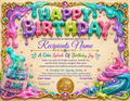 Colorful Slime Birthday Certificate