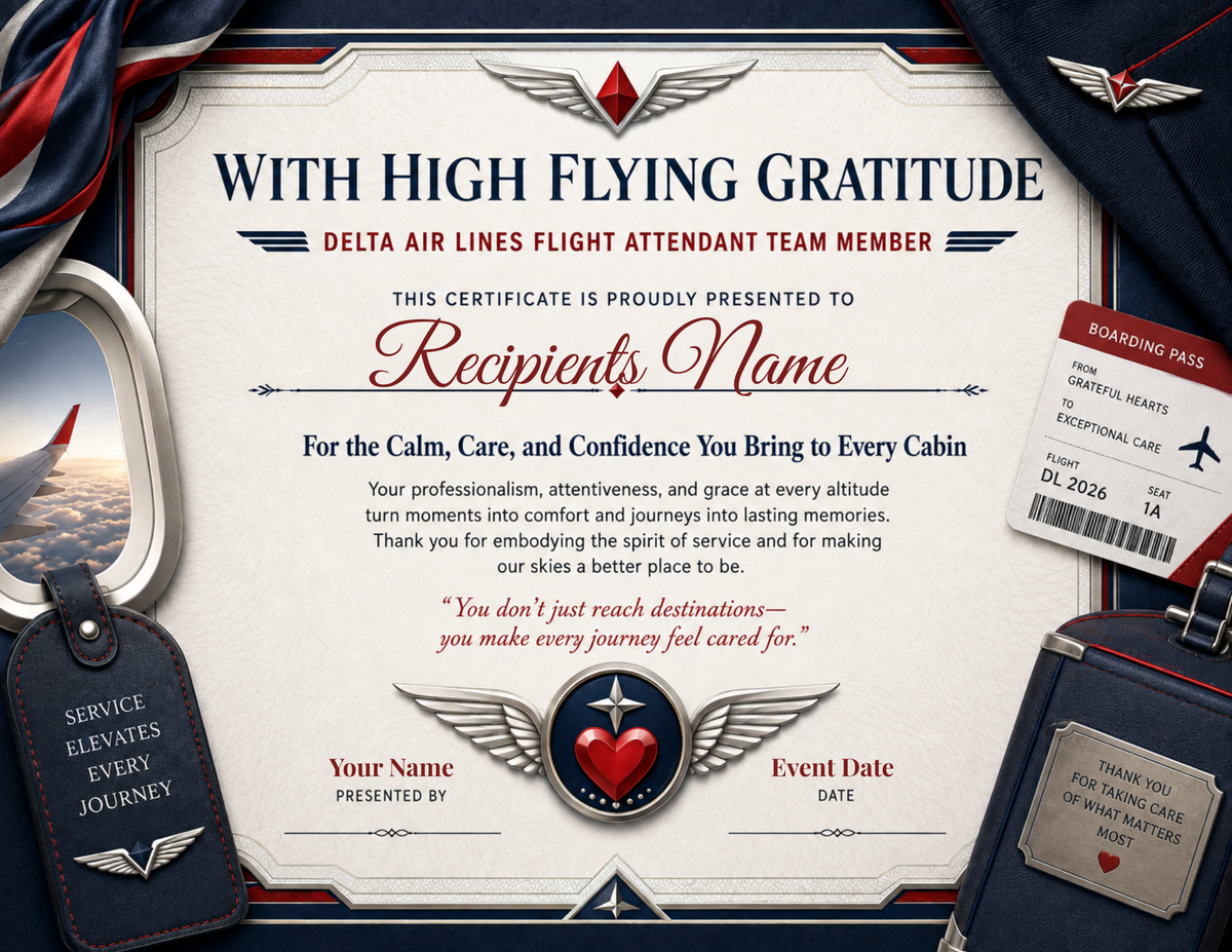 Flight Attendant Team Member Appreciation Certificates