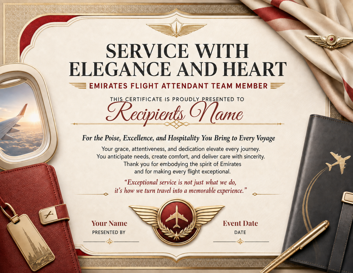 Flight Attendant Team Member Appreciation Certificates