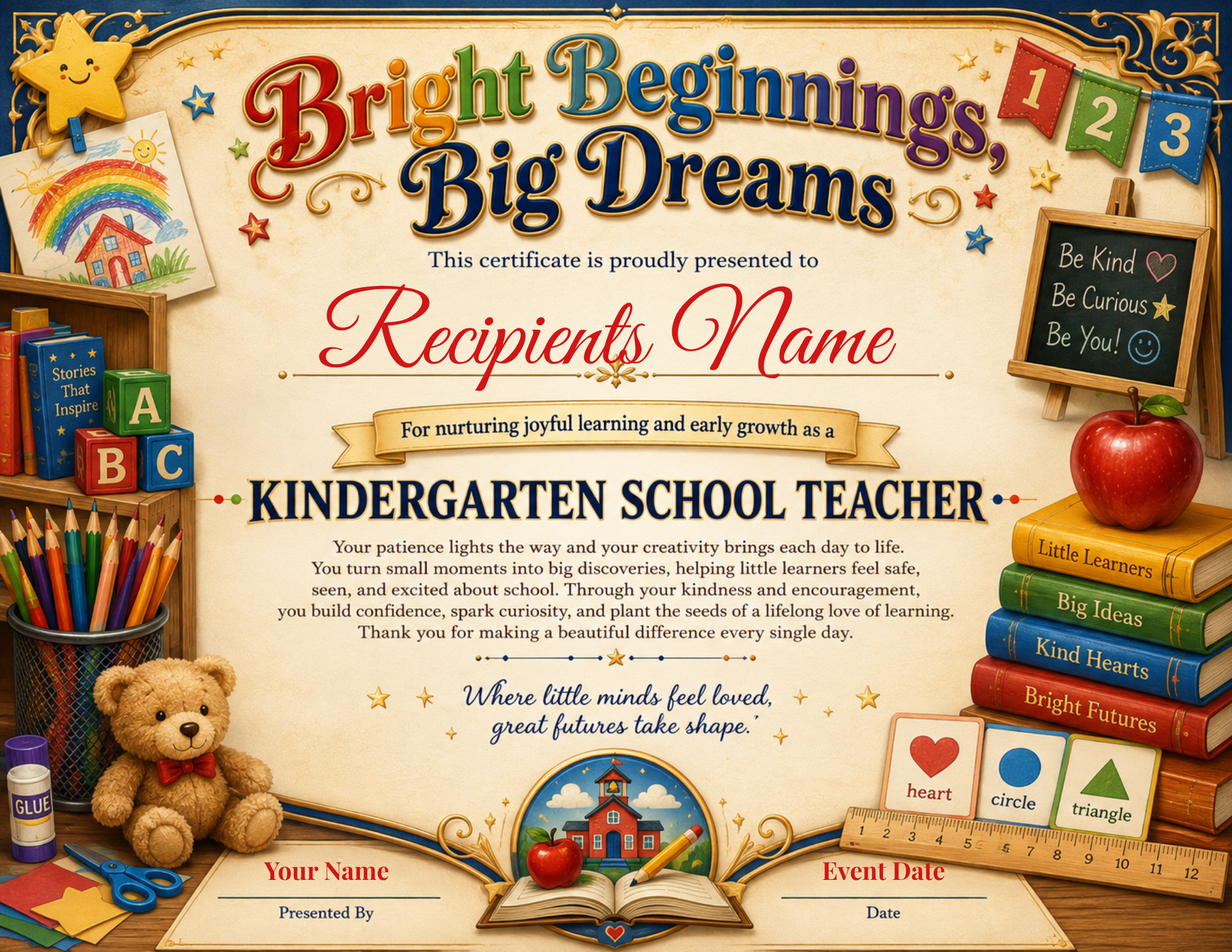 Kindergarten School Teacher Certificate