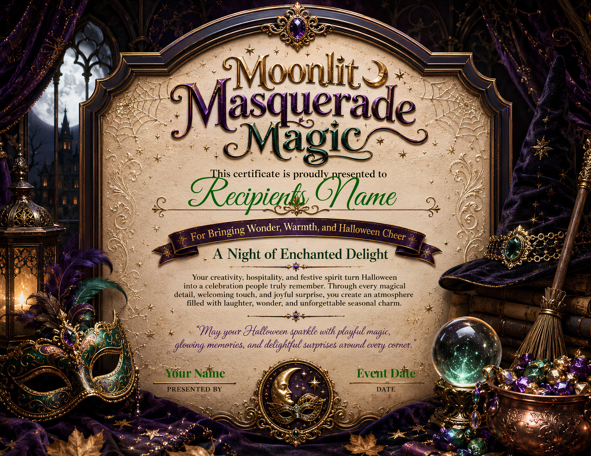 Moonlit Masquerade Magic Certificate