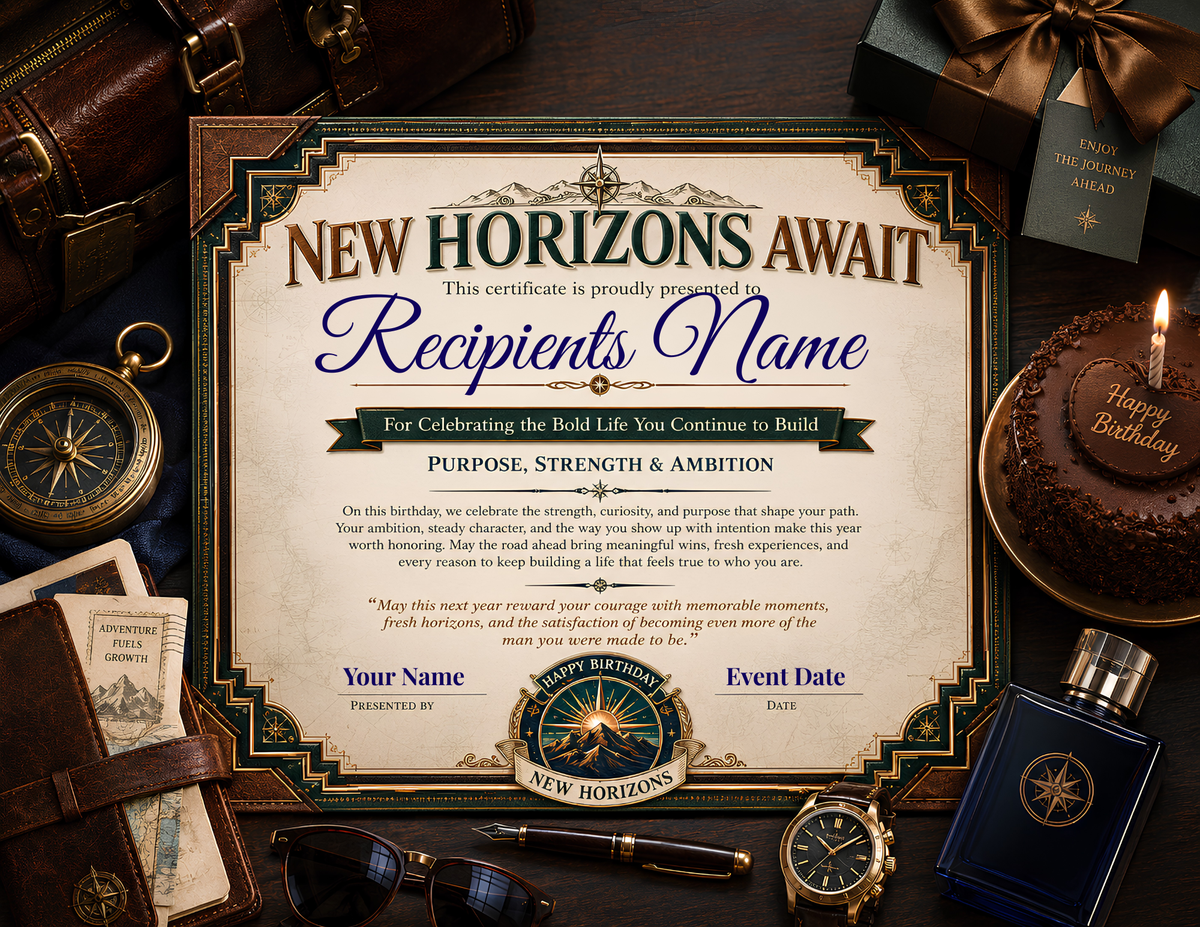 New Horizons Await Birthday Certificate