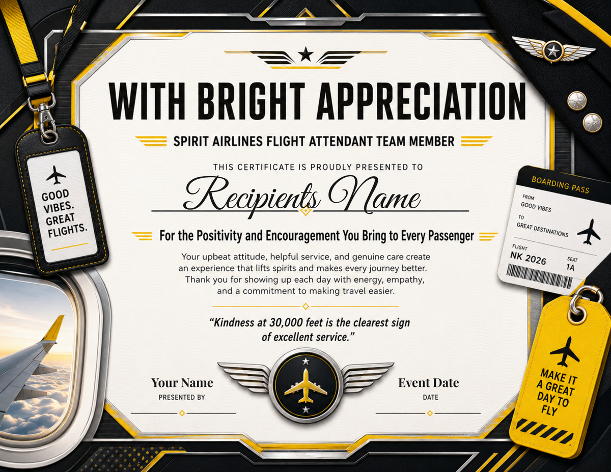 Flight Attendant Team Member Appreciation Certificates
