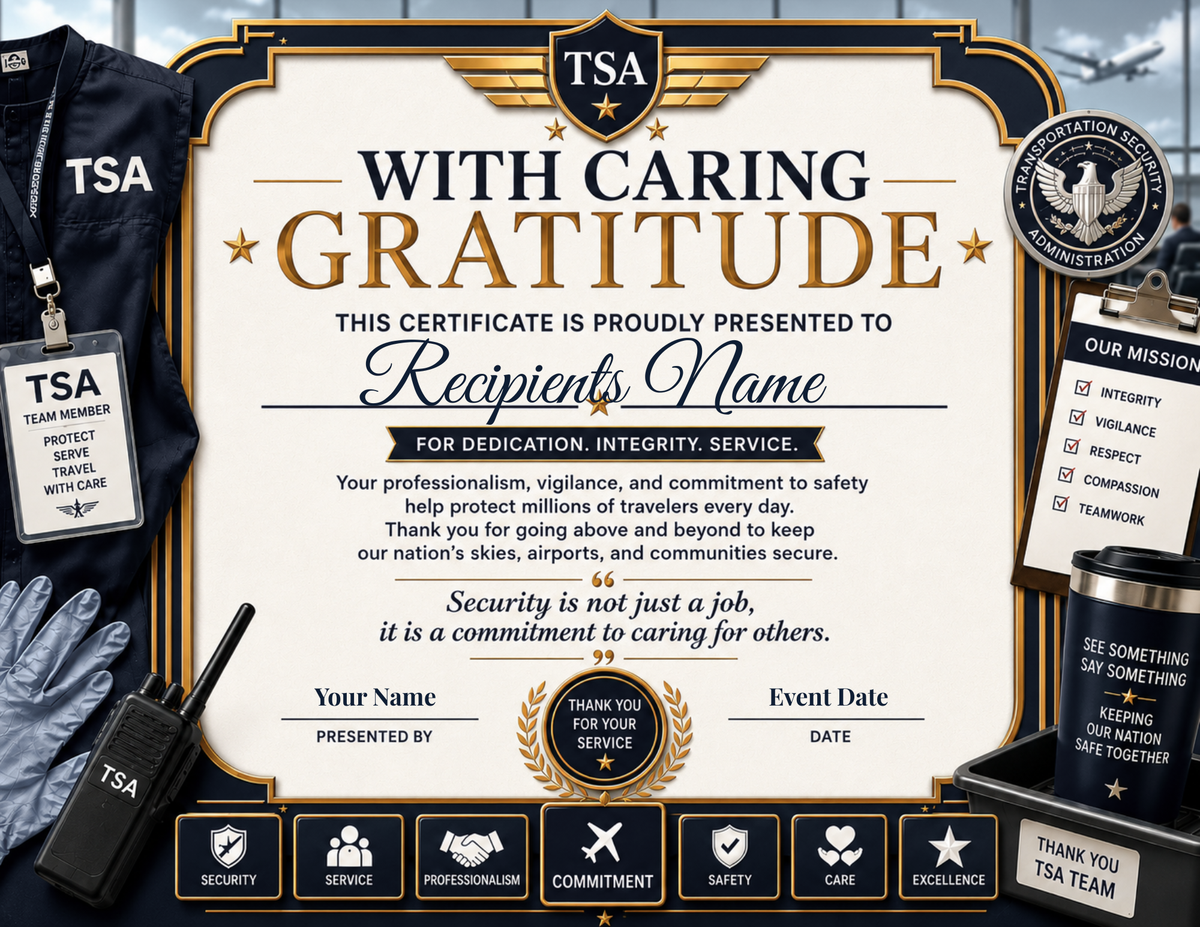 TSA Team Member Appreciation Certificate