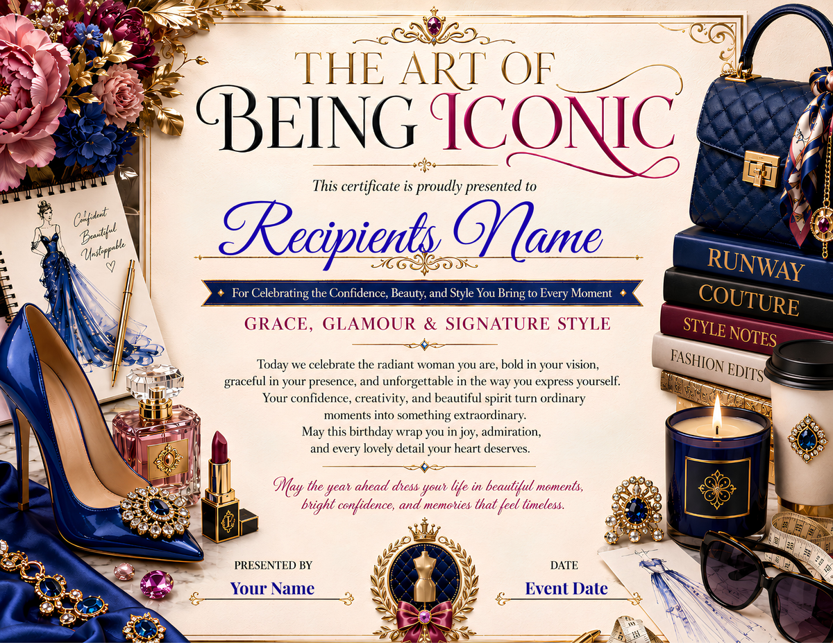 The Art of Being Iconic Birthday Certificate