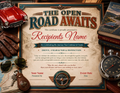 The Open Road Awaits Birthday Certificate
