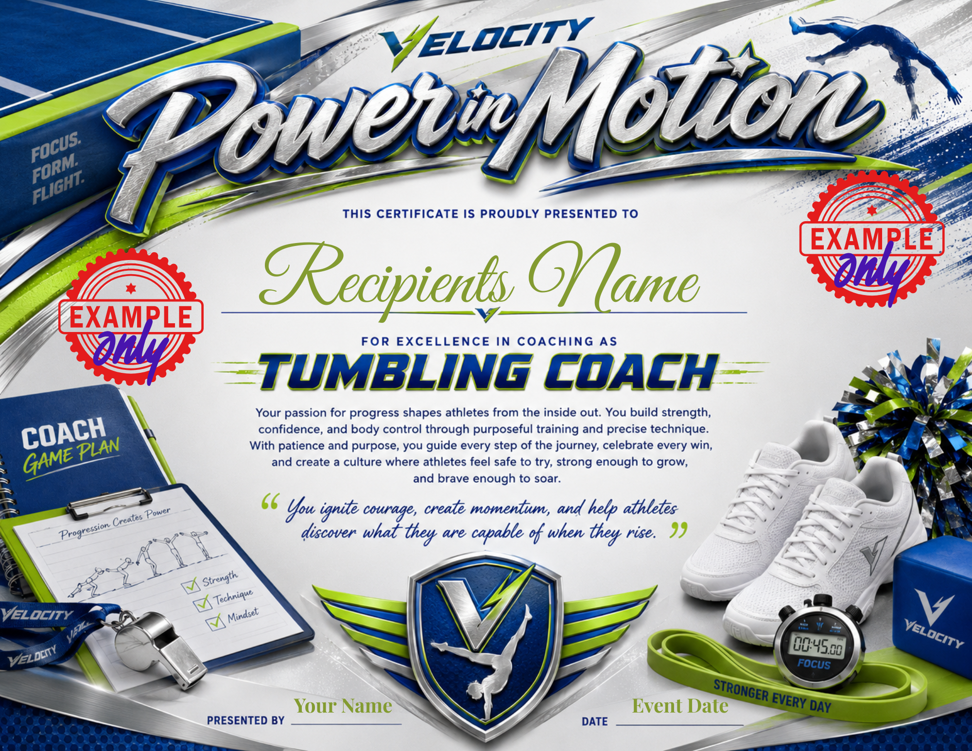 Tumbling Coach with Power in Motion