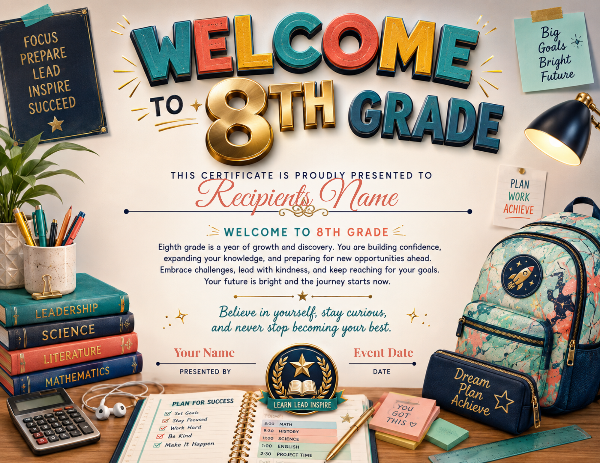 Welcome to 8th Grade Certificate