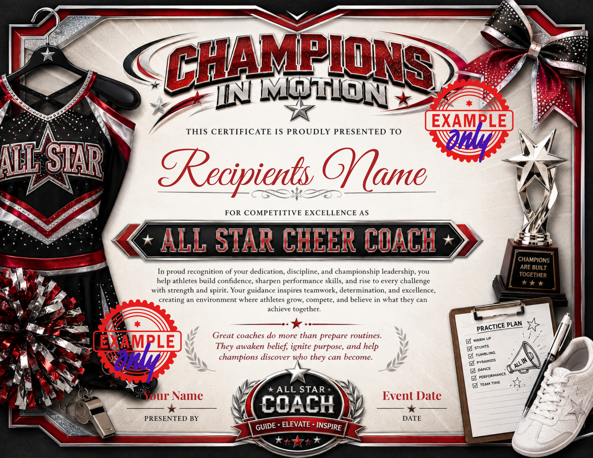 All Star Cheer Coach with Champion In Motion