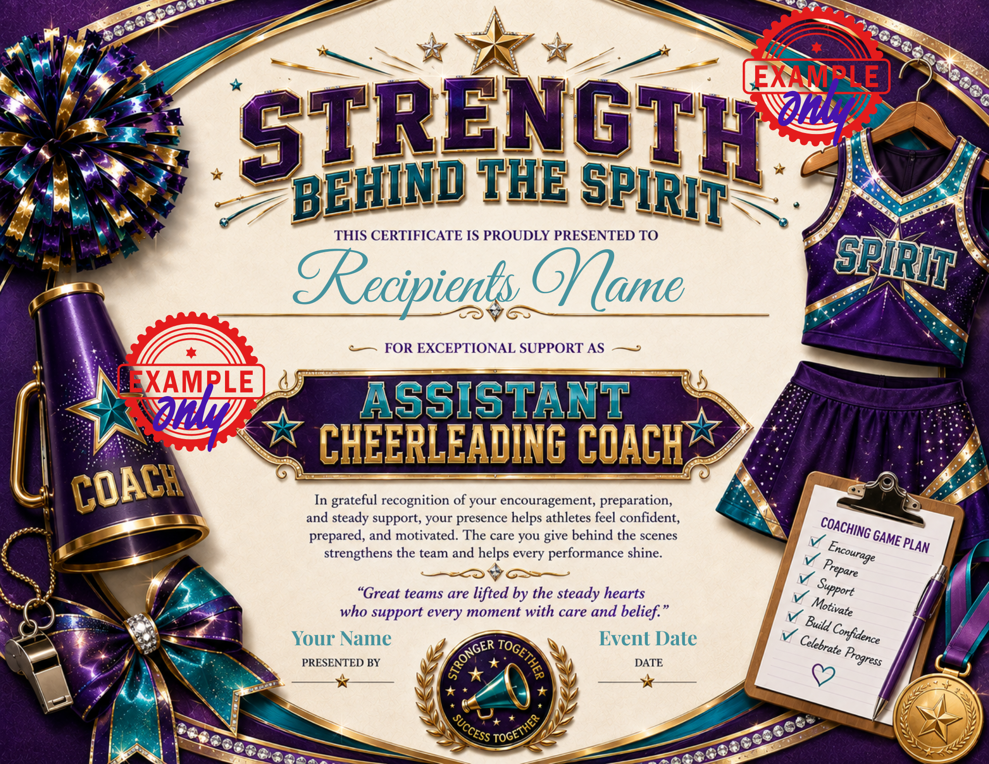 Assistant Cheerleading Coach with Strength Behind the Spirit