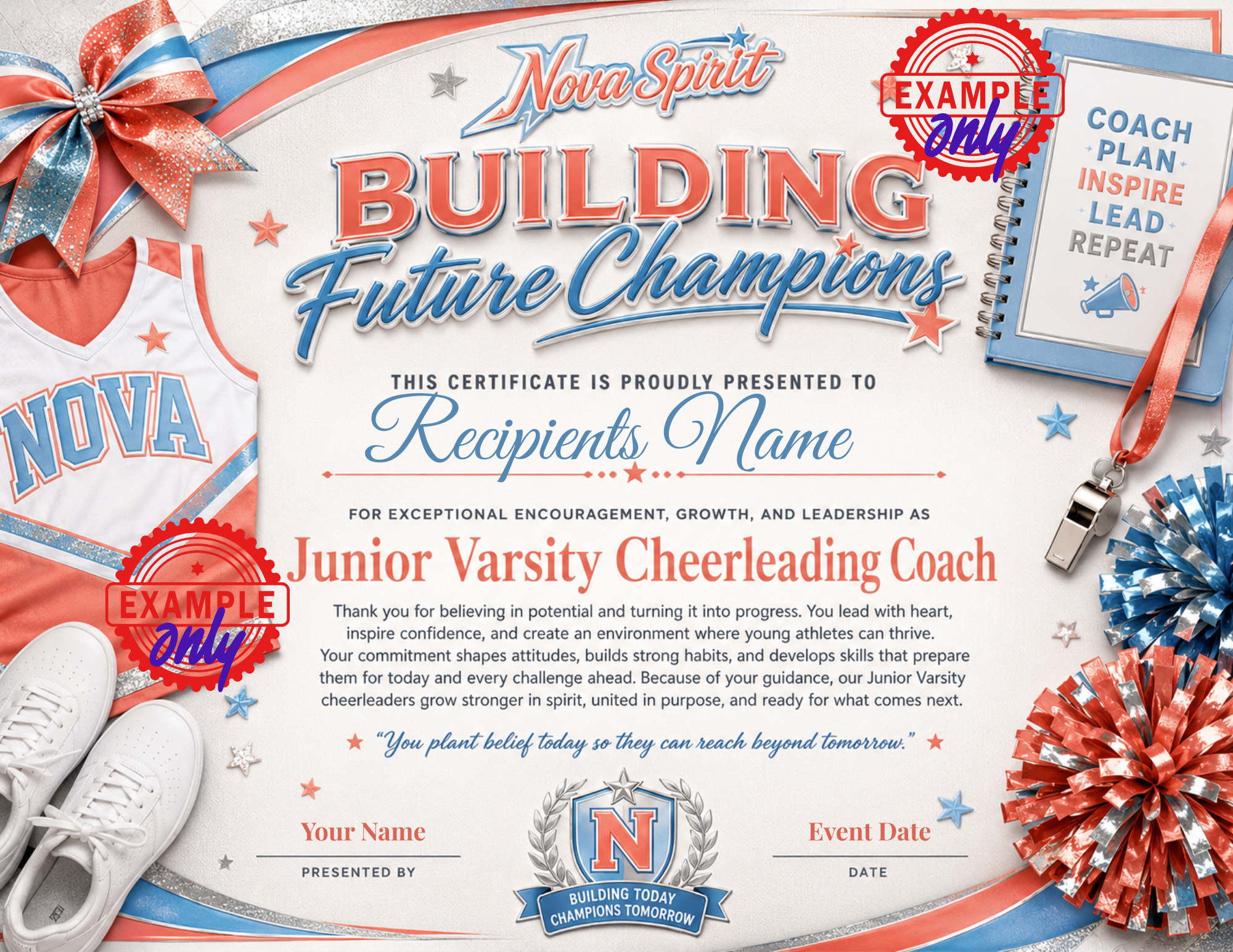 Junior Varsity Cheerleading Coach with Building Future Champions
