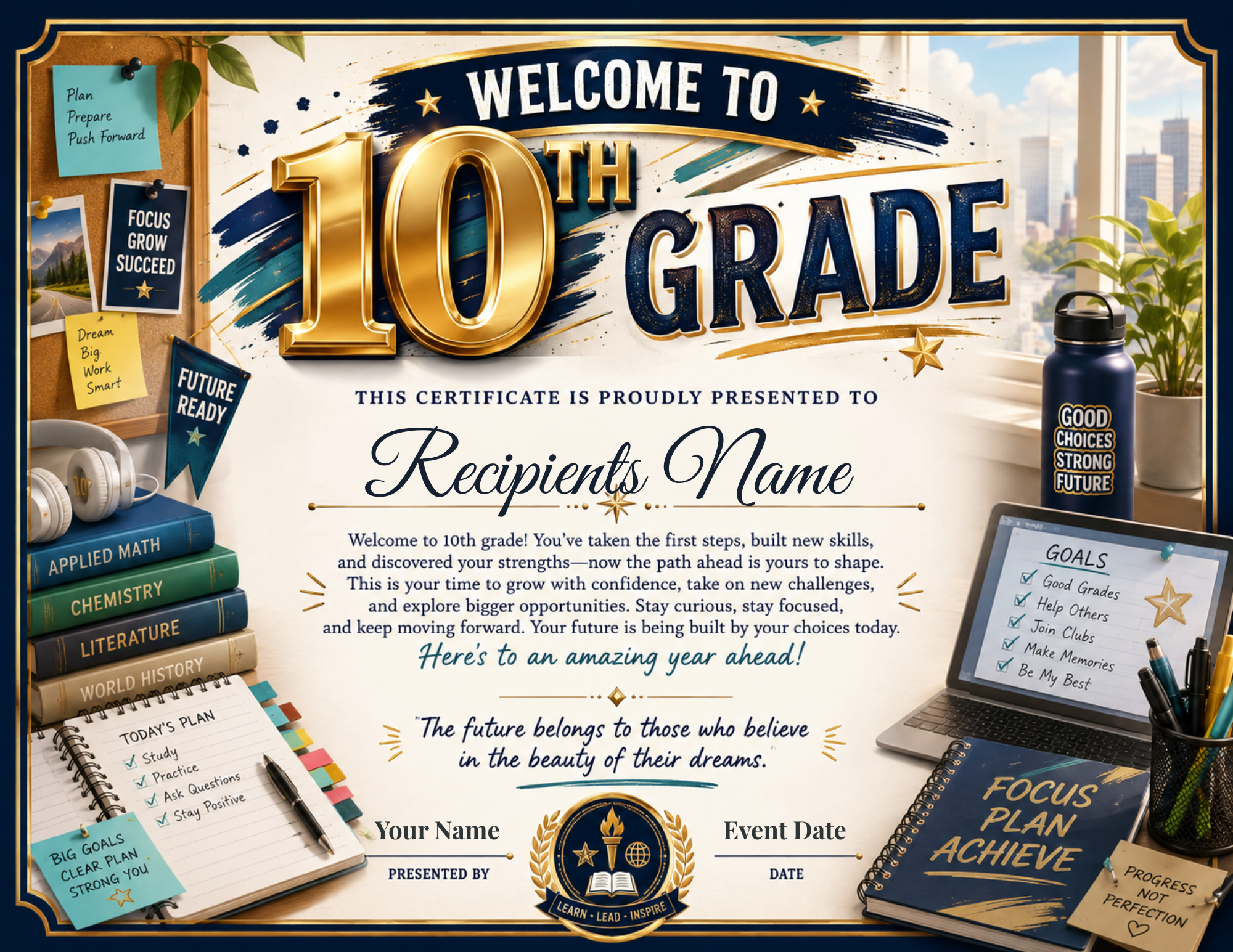 Welcome to 10th Grade Certificate