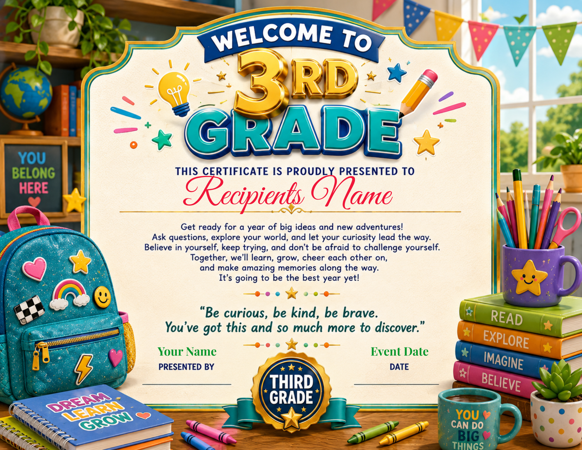 Welcome to 3rd Grade Certificate