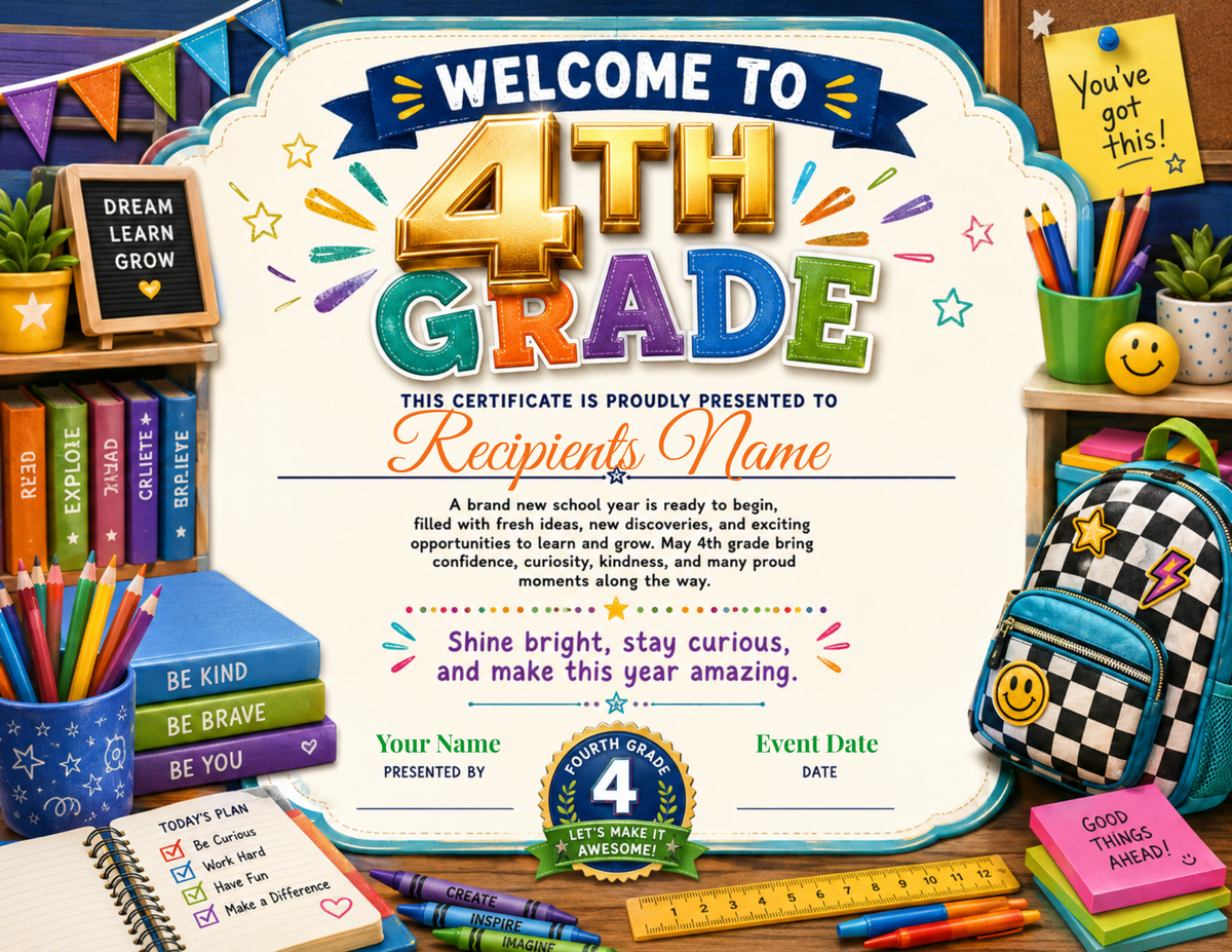 Welcome to 4th Grade Certificate