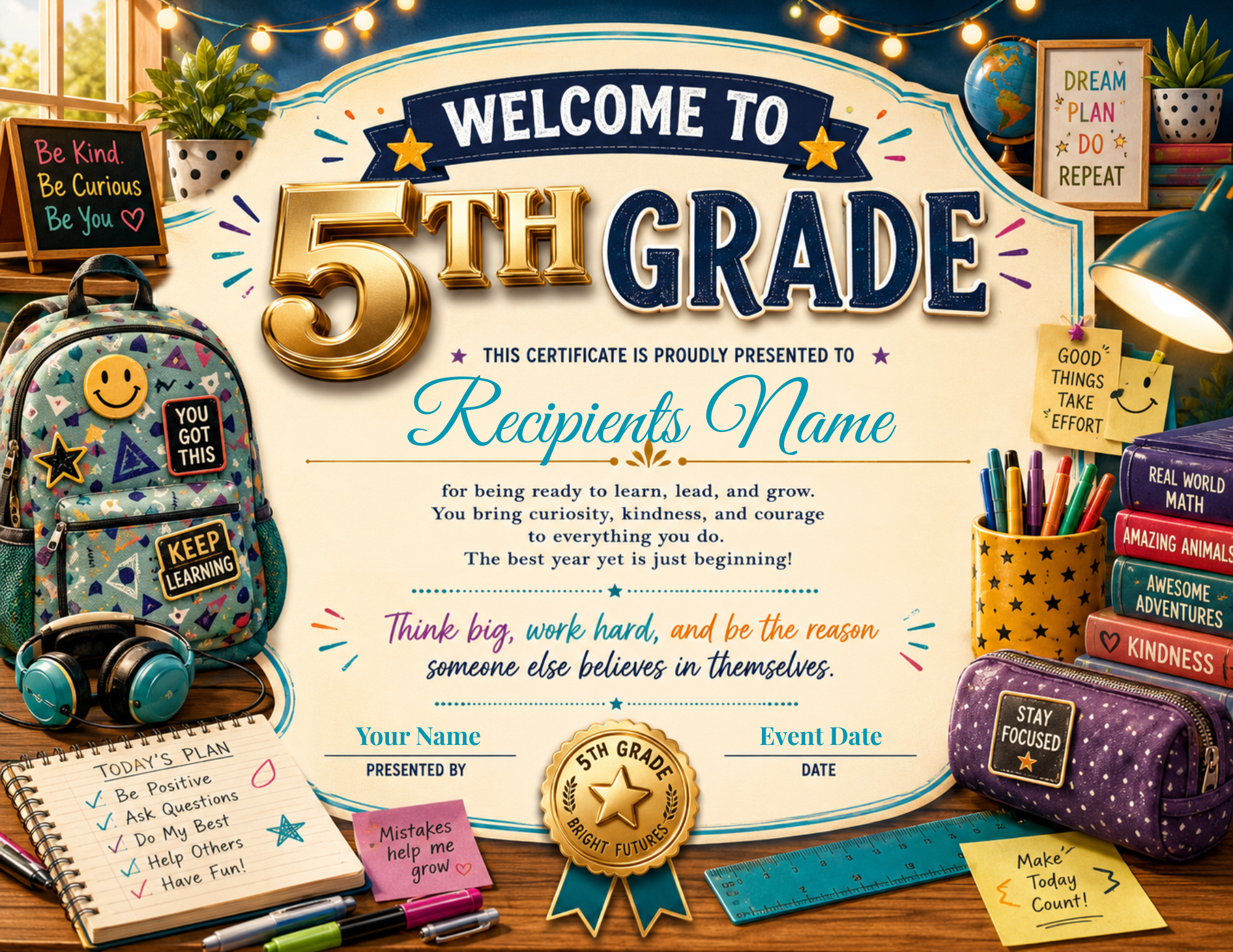 Welcome to 5th Grade Certificate